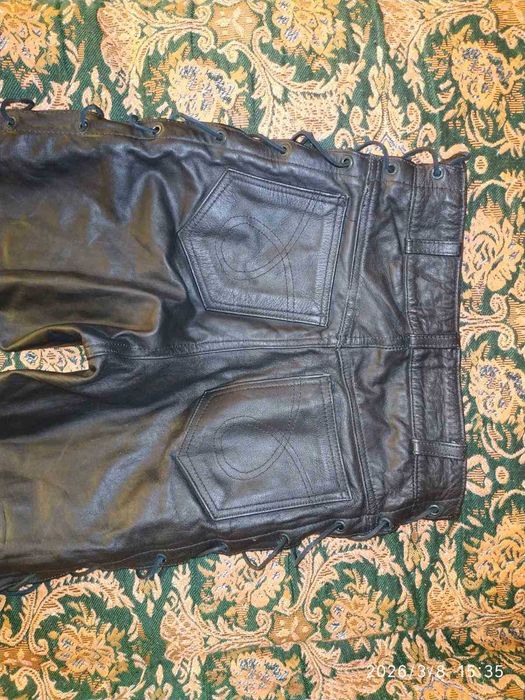 Жіночі кожані штани Genuine Leather, байкерські штани, мото штани