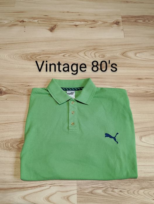 Zielona Koszulka Polo Puma Vintage 80's