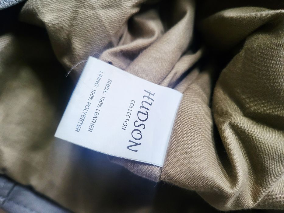 Kurtka skórzana marki Hudson rozmiar L szara ze stójka