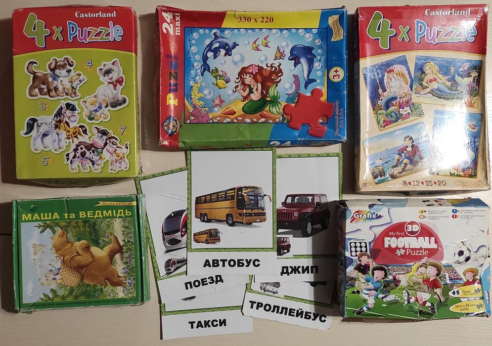 Цена за всё! Пазлы Футбол, Русалочка, Животные, Маша и медведь
