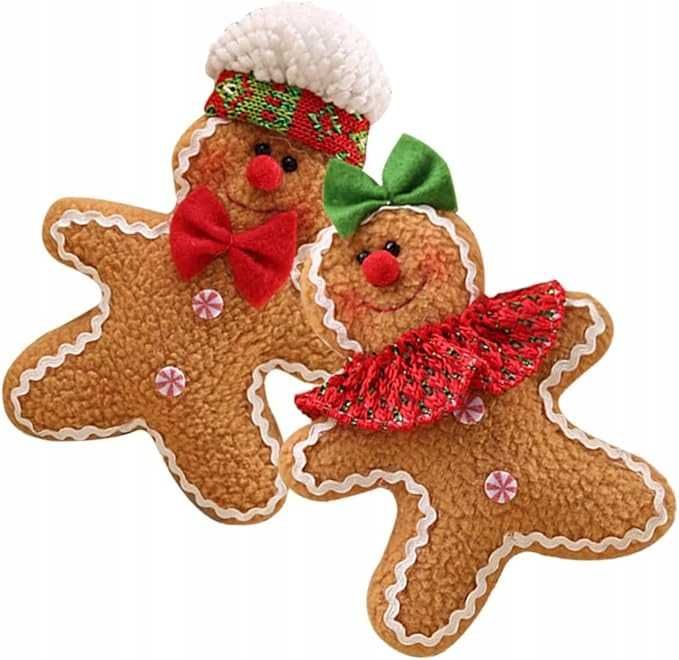 Zawieszki na Choinkę Urocze Wełniane Pierniki Zestaw 2 Sztuki