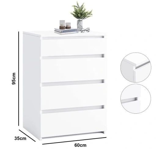 Komoda biała, 4 szuflady, nowa