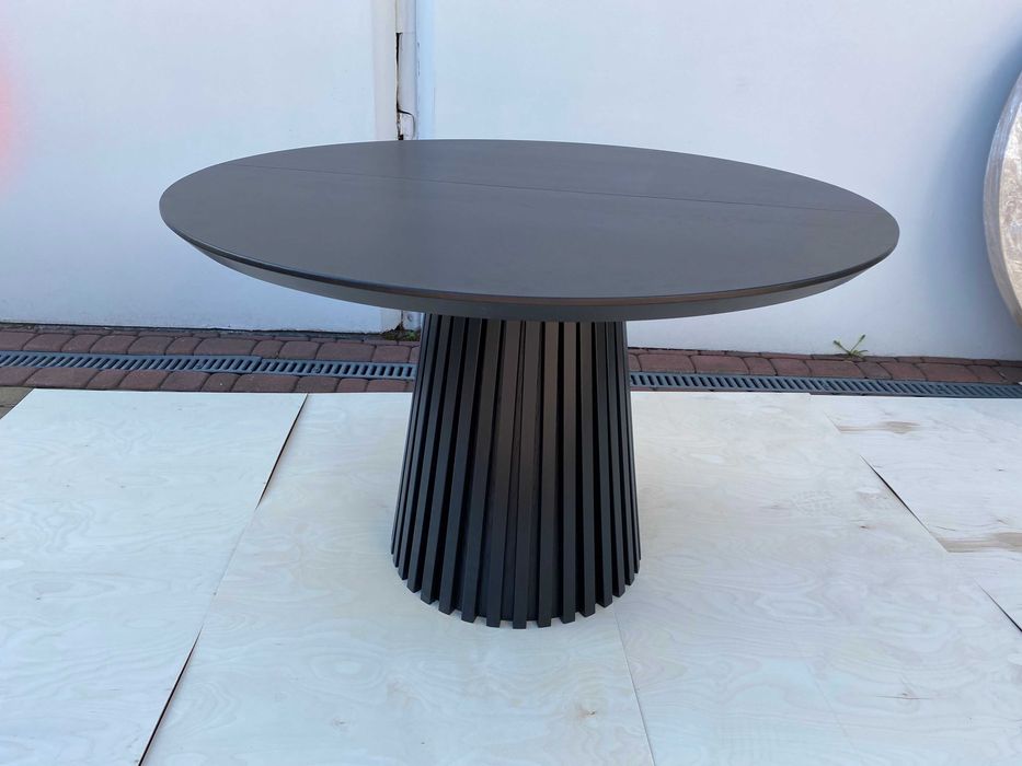 Stół okrągły,rozkładany,drewniany,czarny Fi 120+2x40 Promocja !!