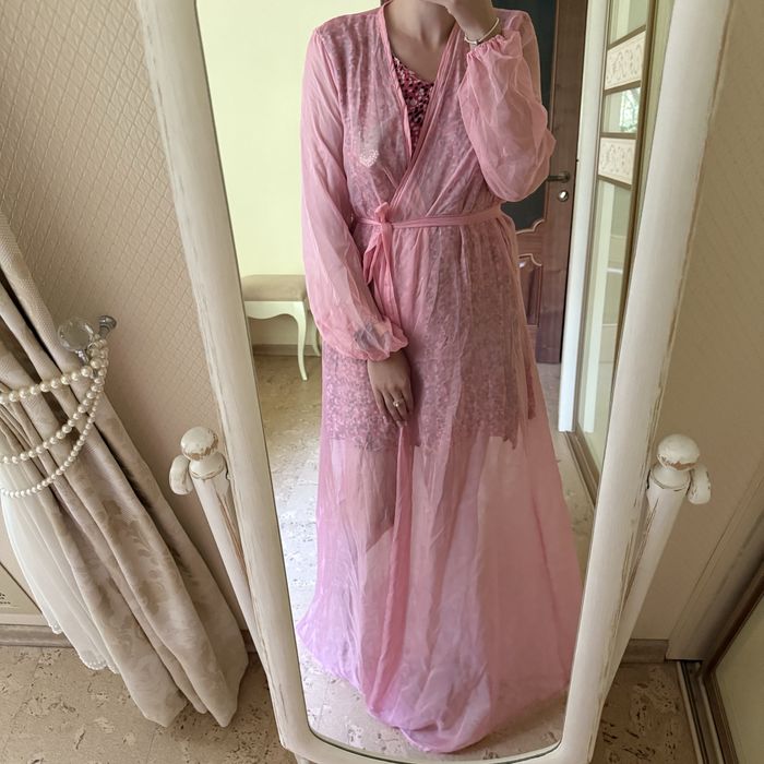 Рожевий пляжний халат накидка парео L для фотосесій бавовна