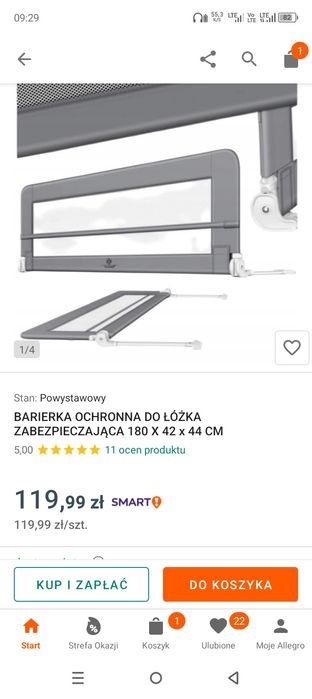 Bramka zabezpieczająca na łóżko 2 sztuki