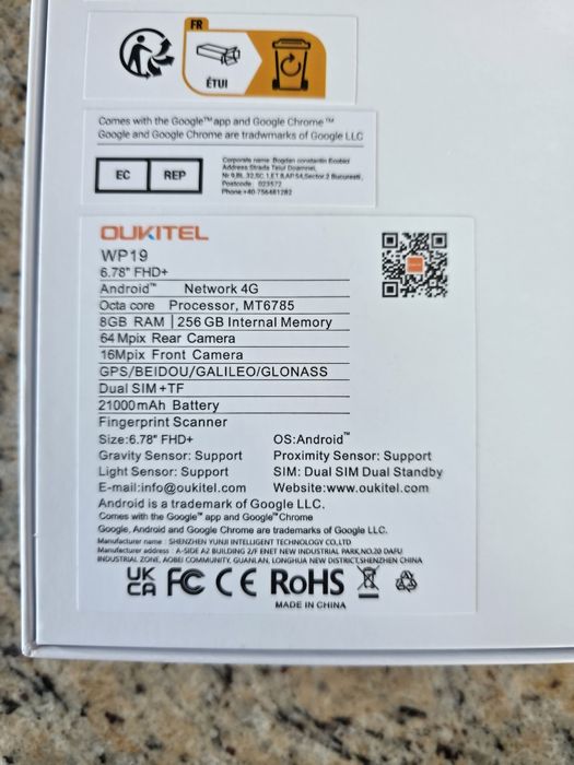 Oukitel WP19Pro 4G Rugged Phone 6.8-inch 22000mAh Big Battery 64MP Cam