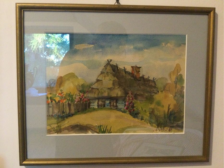 Stara chata,Kazimierz Dolny,Agata Stasz,1989 r,akwarela,grafika,obraz.