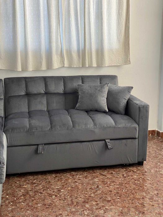 Novo sofá-cama cinzento - portes grátis