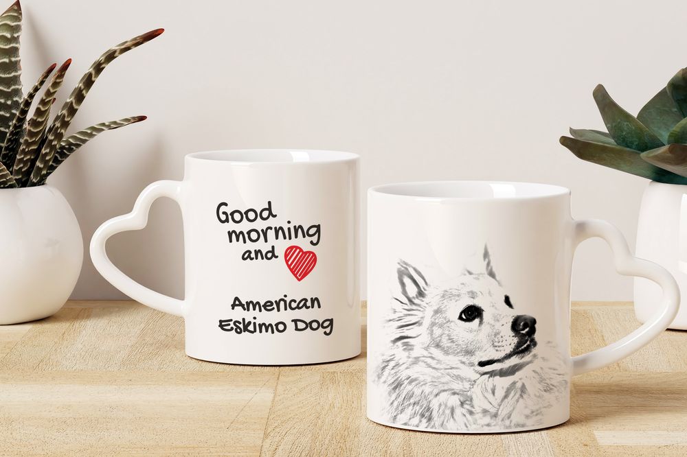 American Eskimo Dog kubek z psem good morning serce Art-Dog