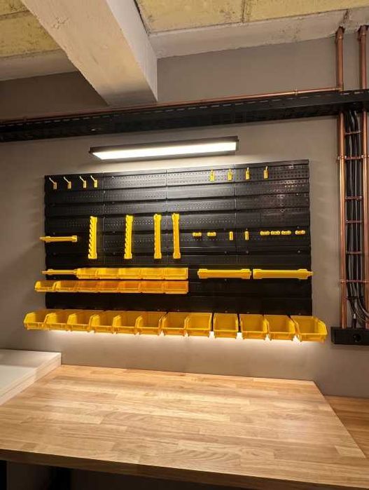 NOWA Tablica Narzędziowa Warsztatowa 128x76 Cm 54 El. Kuwety Haki Uchwyty Ścienna Garaż 54 ELEMENTY GRATIS