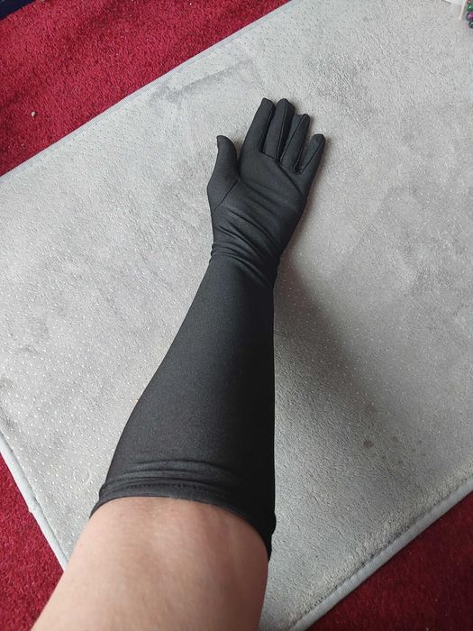 Rękawiczki długie czarne elastyczne cosplay impreza nowe