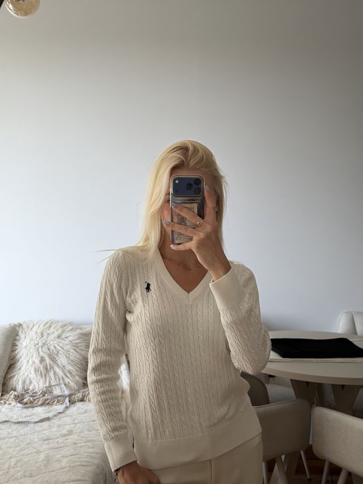 Sweter Polo wakocz biały S