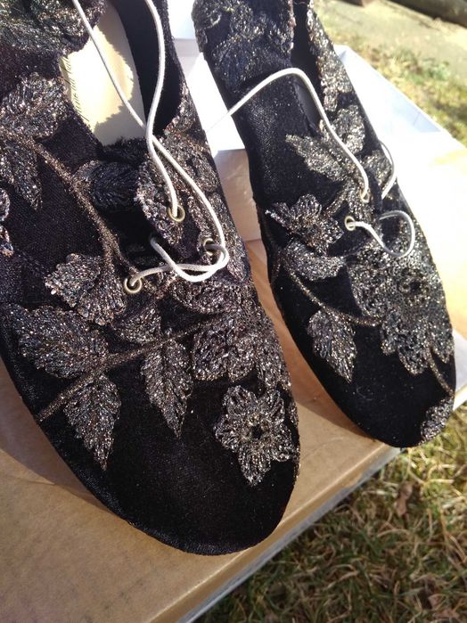 Anniel 39 nowe buty kwiaty welur