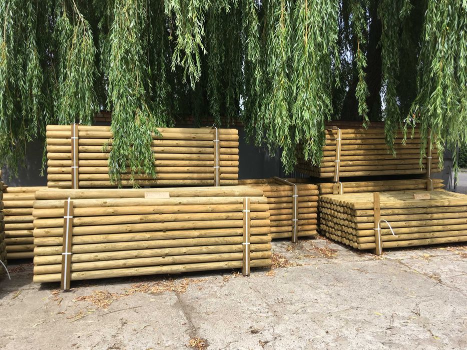 Palisada, słupki, bale drewniane impregnowane fi 10cm dł.250cm