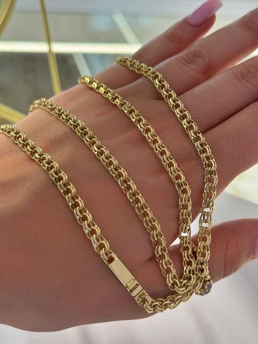 Złoty łańcuszek Splot Garibaldi 60cm 30,52g Ręczna Robota Soczewka 585