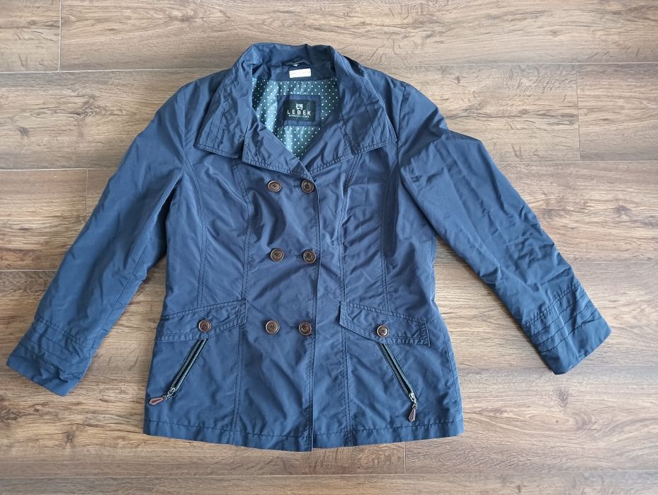 Płaszcz jesienny damski kurtka granatowa Lebek rozmiar L/XL
