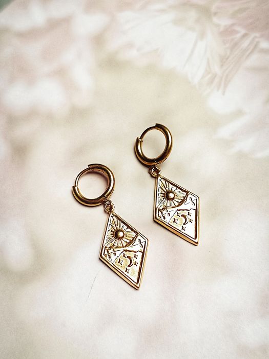 Magiczne Kolczyki Gwiezdny Krajobraz Stal Nierdzewna 316L