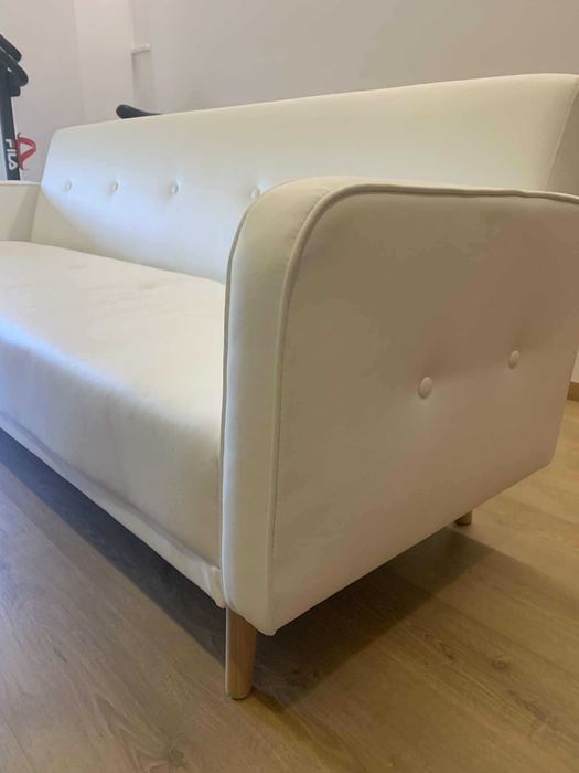 Sofá-cama Roger 3 lugares de pele sintética branco 210 cm