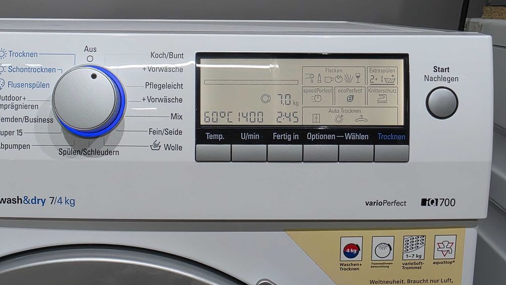 Pralko-Suszarka Siemens IQ700 7/4kg 1400obr, silnik inwerterowy, LED