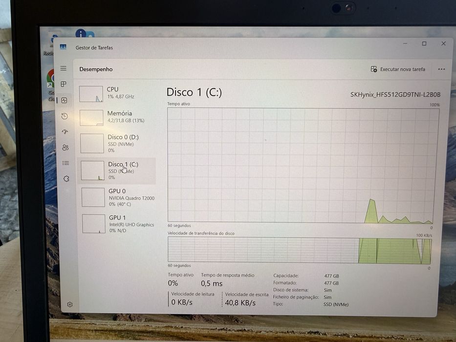 Portátil Lenovo Workstation P15 15.6” i7 10850H 32GB RAM 2x512GB NVME GPU NVidia Quadro T2000 4GB