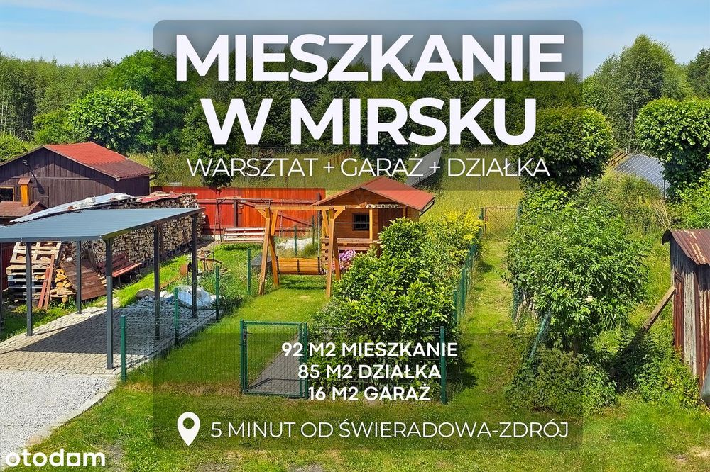 Duże mieszkanie+ogród+garaż+warsztat |MIRSK| 5 min od Świeradowa-Zdrój