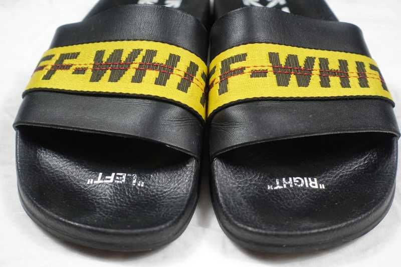 Klapki Off-White Czarny Żółty Industrial Belt Logo 42