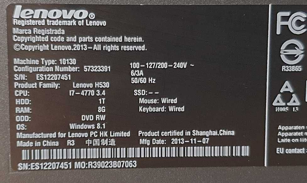Komputer Lenovo i7 4770
