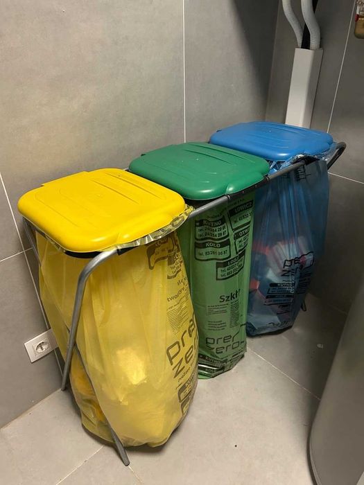 Stojak do Segregacji Śmieci 3 Stanowiska 120L Ocynk nowe
