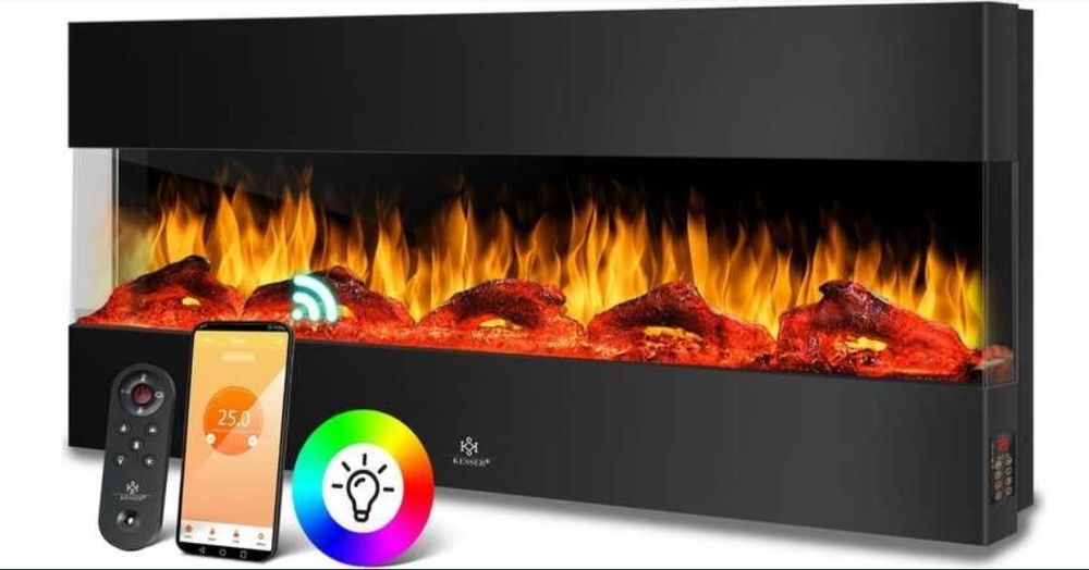 Kominek ścienny z funkcją grzania kominek elektryczny 1800W