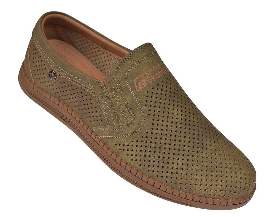 Mokasyny męskie półbuty khaki P-4-7034 rozmiar: 43