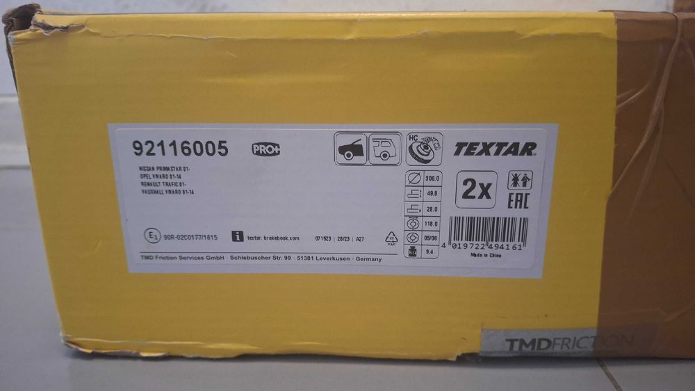 Discos de travão TEXTAR novos