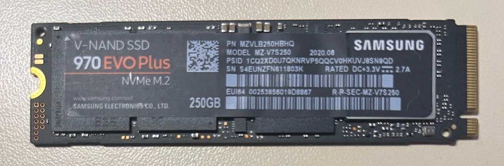 NVMe SSD Samsung 970 Evo Plus 250GB M.2 PCIe 3.0 x4 V-NAND MLC (MZ-V7S250BW)