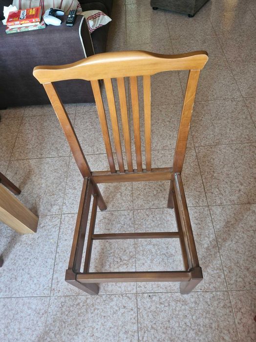 6 cadeira de sala, madeira maciça com tampo