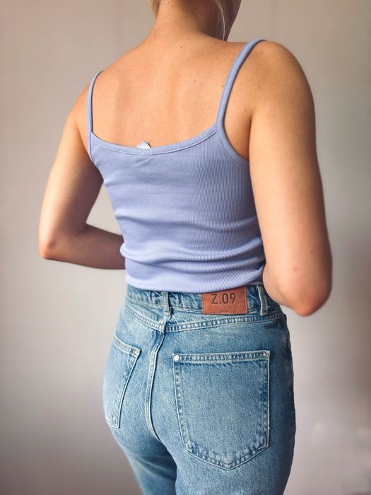 Crop top fioletowo liliowy bawelniany 95% prazkowany nowy Collusion