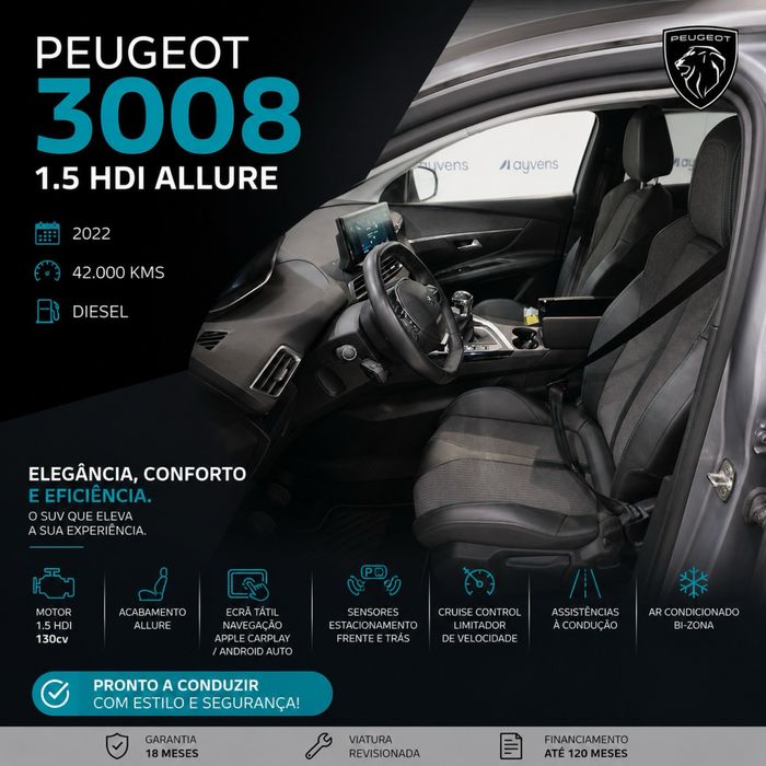 Peugeot 3008 Allure Diesel 2022 - 43000kms