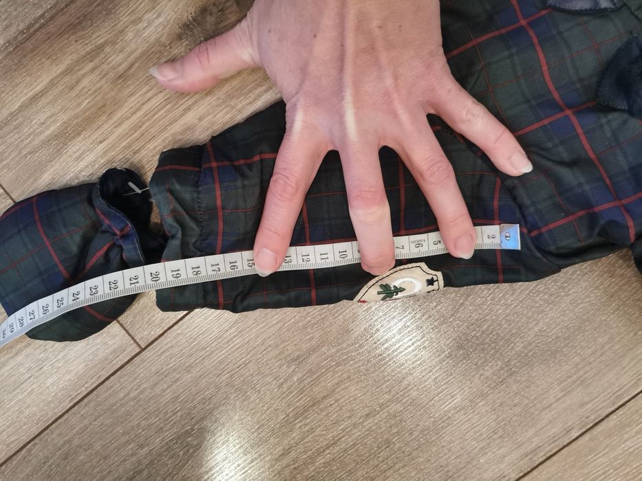 Kombinezon zimowy 56 62 w kratkę z futerkiem, stópkami i rękawiczkami