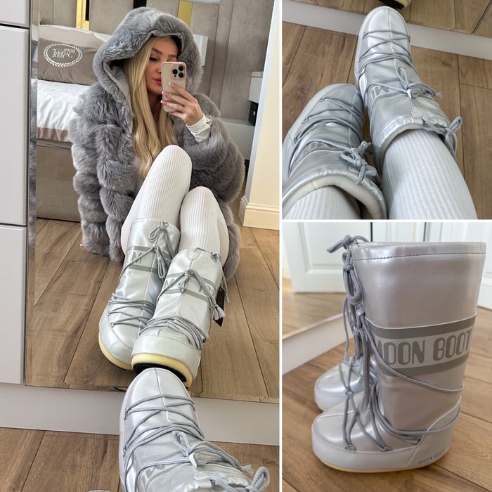 Szare srebrne śniegowce buty zimowe moon boot 35/38