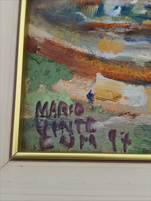 "Chiado" e  "Rossio"  Dois quadros a óleo de Mário Vinte e Um