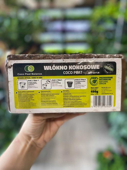 Włókno Kokosowe Brykiet Składnik Podłoża 650G 8-9L