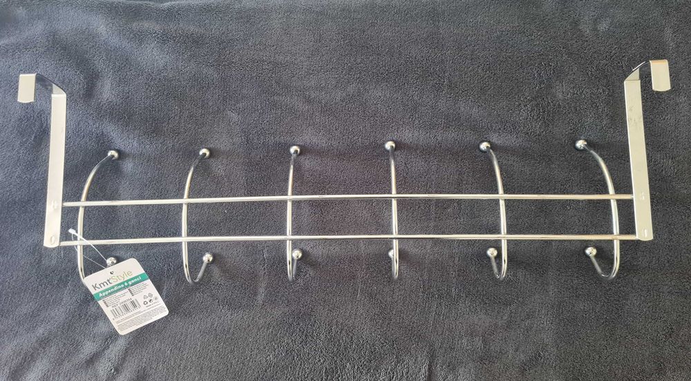 Gancho de porta portátil em ferro com 6 ganchos