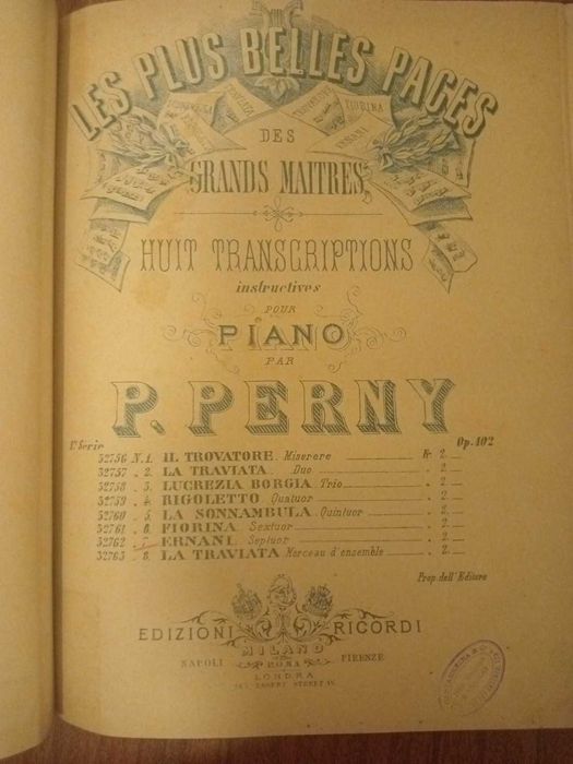 Grande volume de partituras antigas – Piano – séc. XIX/XX – Ricordi, Schott, Litolff