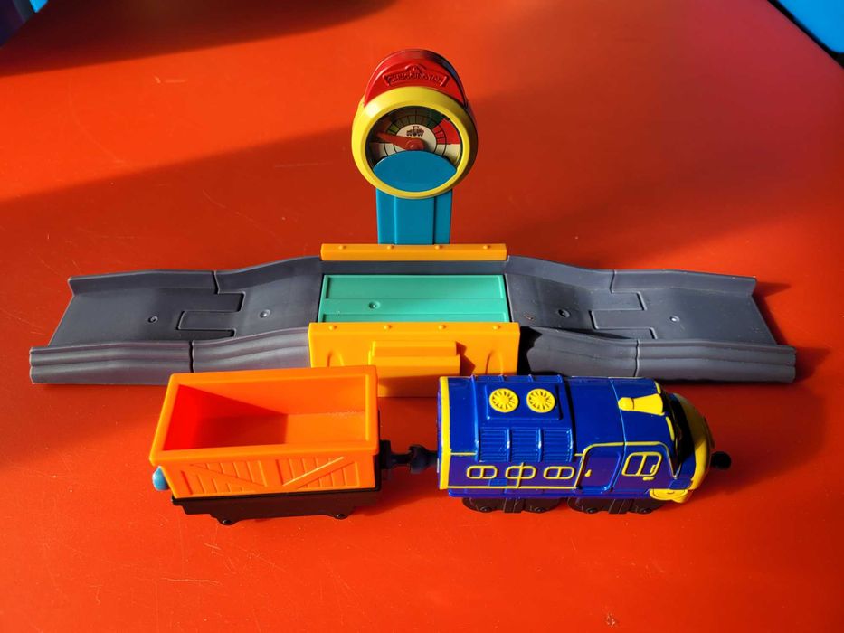 Chuggington Stacyjkowo zabawka waga lokomotywa Bruno z wagonem