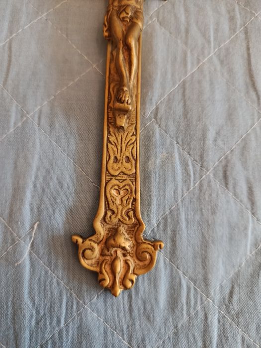 Crucifixo Vintage em Latão - Cerca 20cm Altura