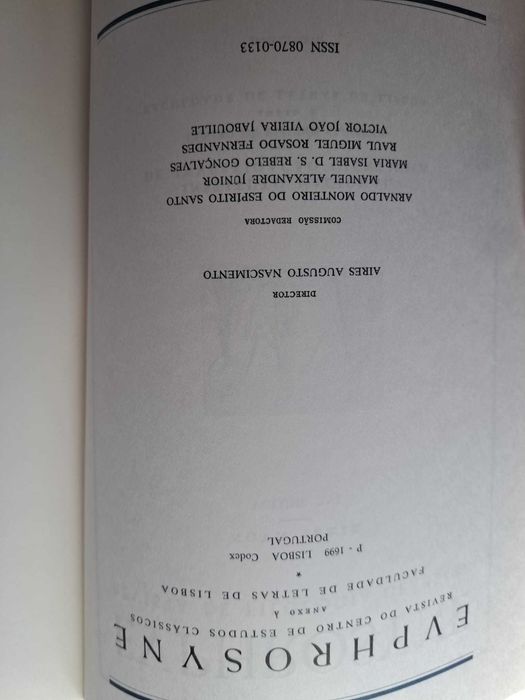 Euphrosyne Revista de Filologia Clássica Vol. XVI - PORTES GRÁTIS