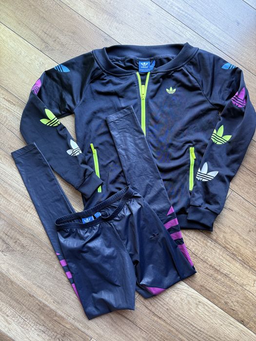 Adidas originals zestaw set dres komplet granatowy s xs bluza legginsy
