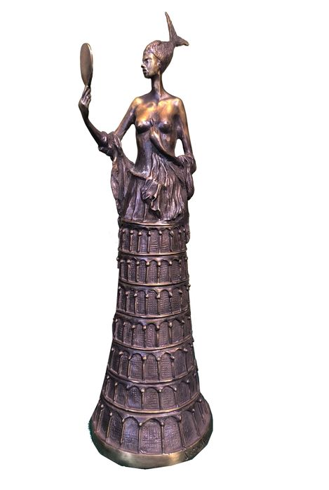 Rzeźba brąz Tomasz SĘTOWSKI ( 1961 ), Kobieta z lustrem