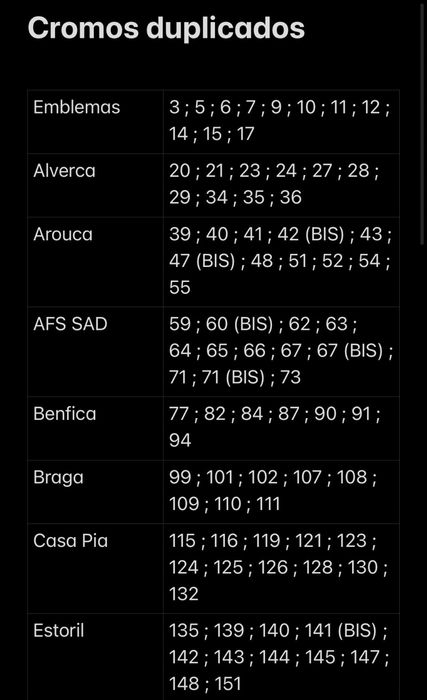 Cromos para troca ou venda de PANINI FUTEBOL 25/26
