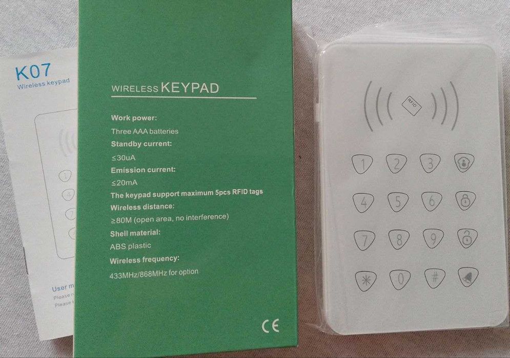 bezprzewodowa klawiatura dotykowe  dla systemów alarmowych.