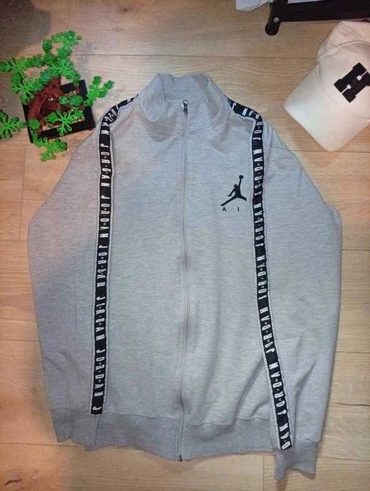 Szara bluza rozpinana Jordan Jumpman z lampasami