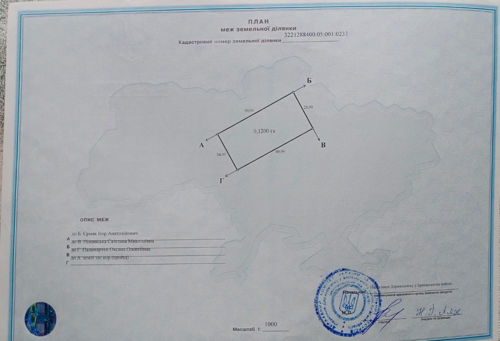 Участок земельный (село Святыльня, Броварской район),12 соток,индивидуальное садоводство.